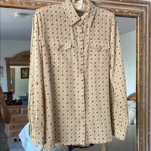 Charter Club Beige Patterned Blouse